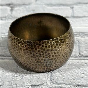 Vintage Brass Metal Hammered Solid Dome Wide Bangle Bracelet Boho Jewelry